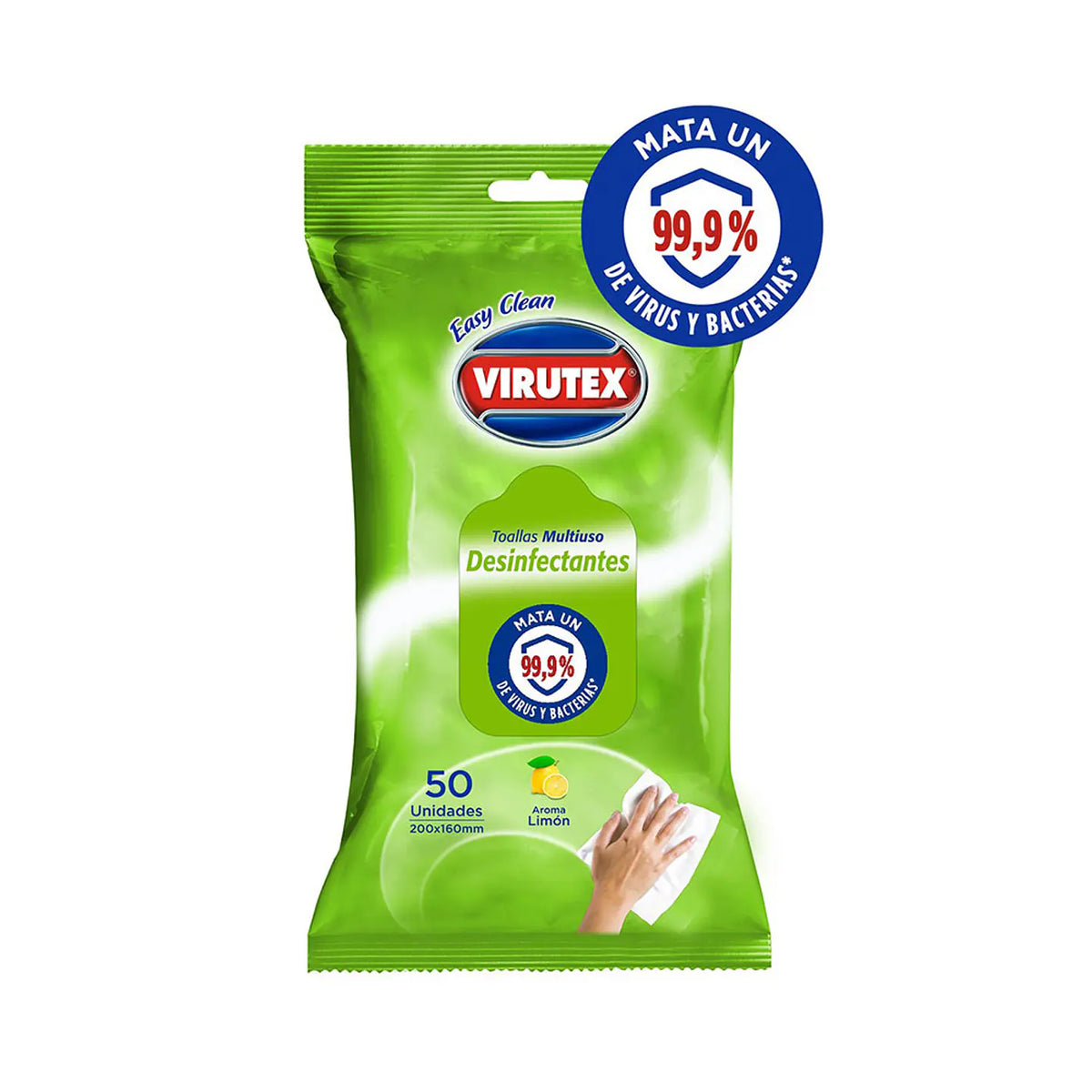 Toallitas húmedas desinfectantes Virutex Easy Clean aroma limón 50 unidades
