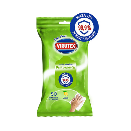Toallitas húmedas desinfectantes Virutex Easy Clean aroma limón 50 unidades