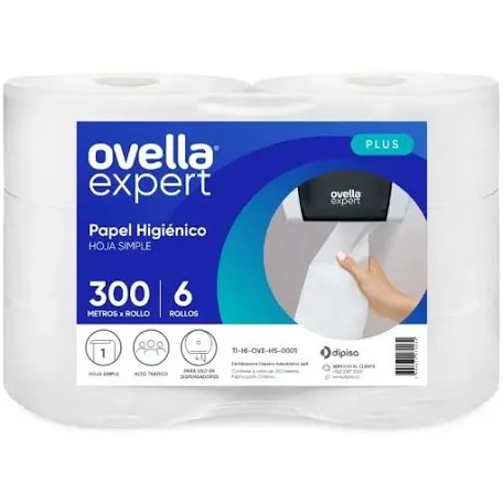 Higiénico Ovella 6 Rollos de 300Mts Hoja Simple