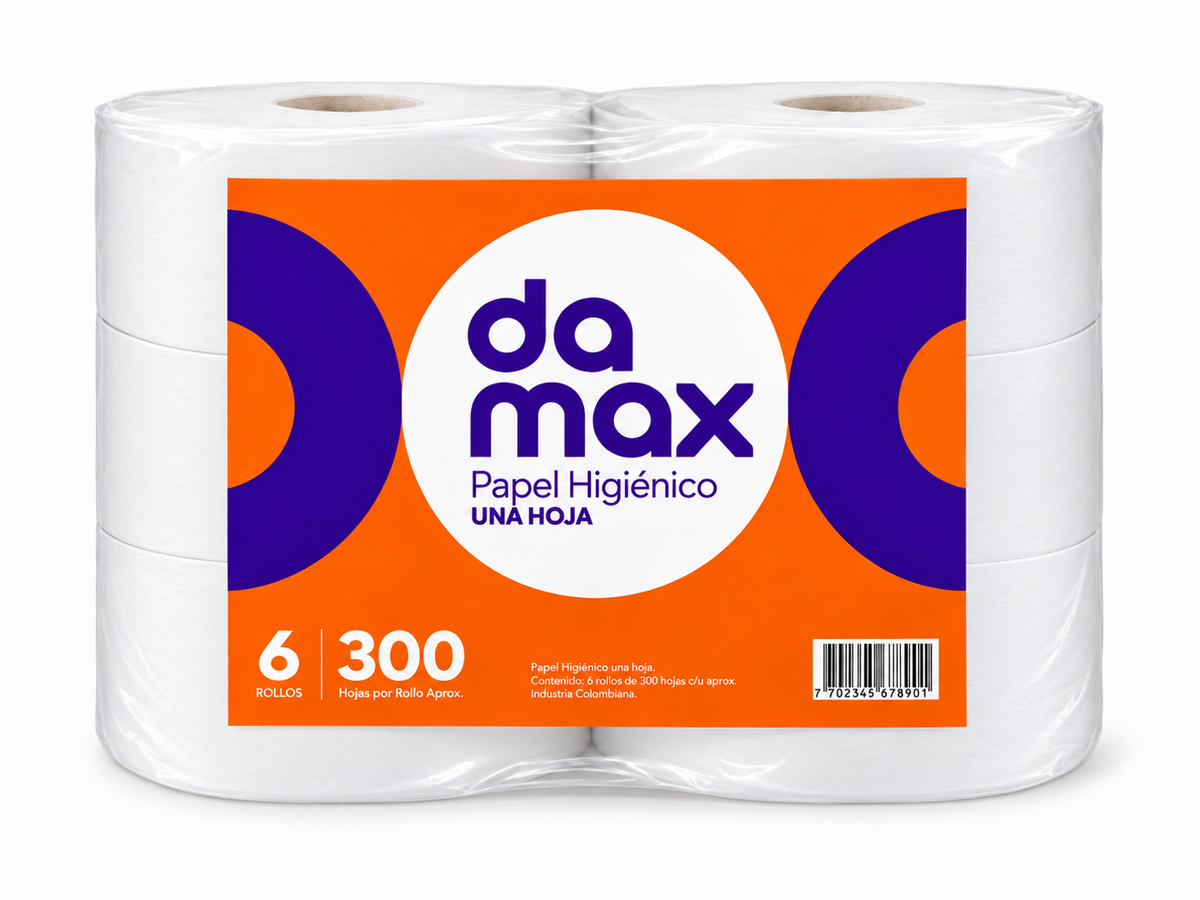 Papel Higiénico Damax 300 Metros X 6 Unidades