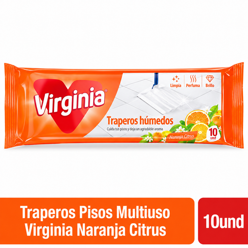 Traperos Pisos Multiuso Virginia Naranja Citrus 10 un