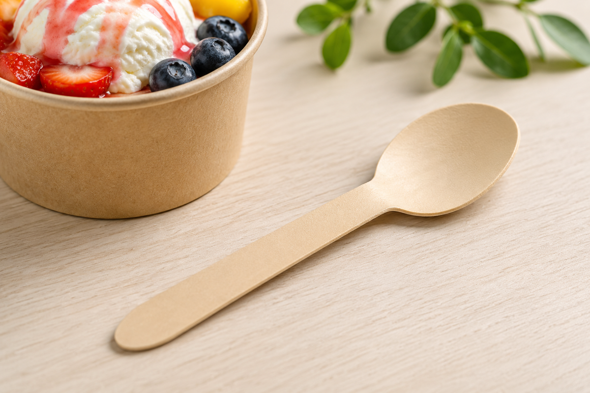 Cuchara sopa madera compostable Pack 100 un