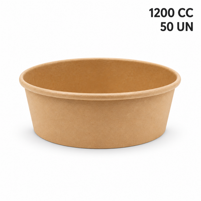 Plato bowl cartón kraft 1200 cc Pack 50 un