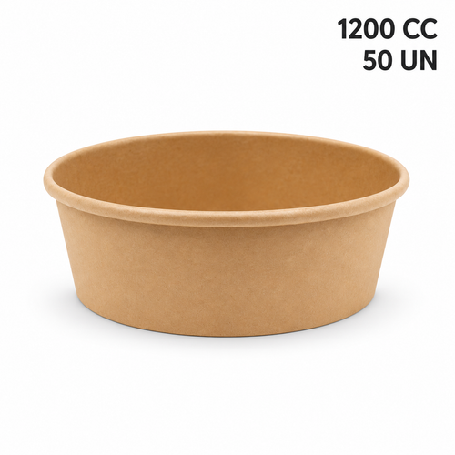 Plato bowl cartón kraft 1200 cc Pack 50 un