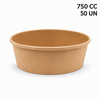 Plato bowl cartón kraft 750 cc Pack 50 un