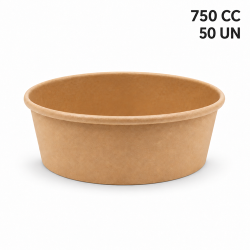 Plato bowl cartón kraft 750 cc Pack 50 un