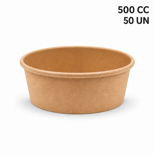Plato salad bowl cartón kraft 500 cc Pack 50 un
