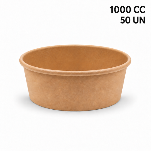 Platos bowl cartón kraft 1000 cc Pack 50 un