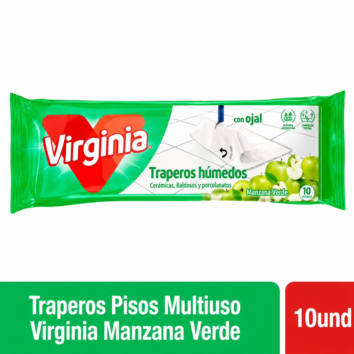 Traperos Pisos Multiuso Virginia Manzana Verde 10 un