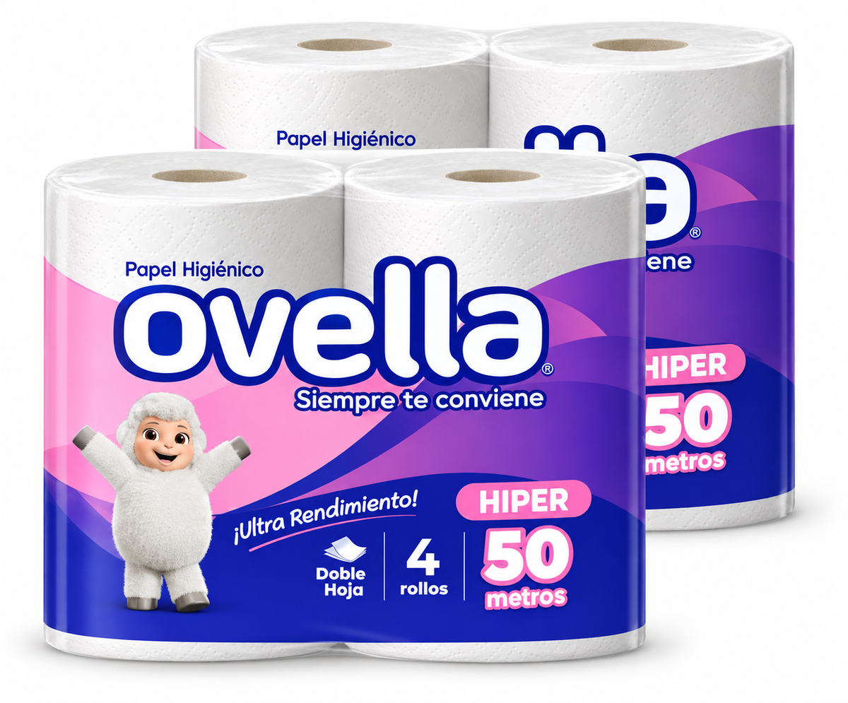 Papel Higienico Ovella Doble Hoja  4 unidades  x 50 mts.