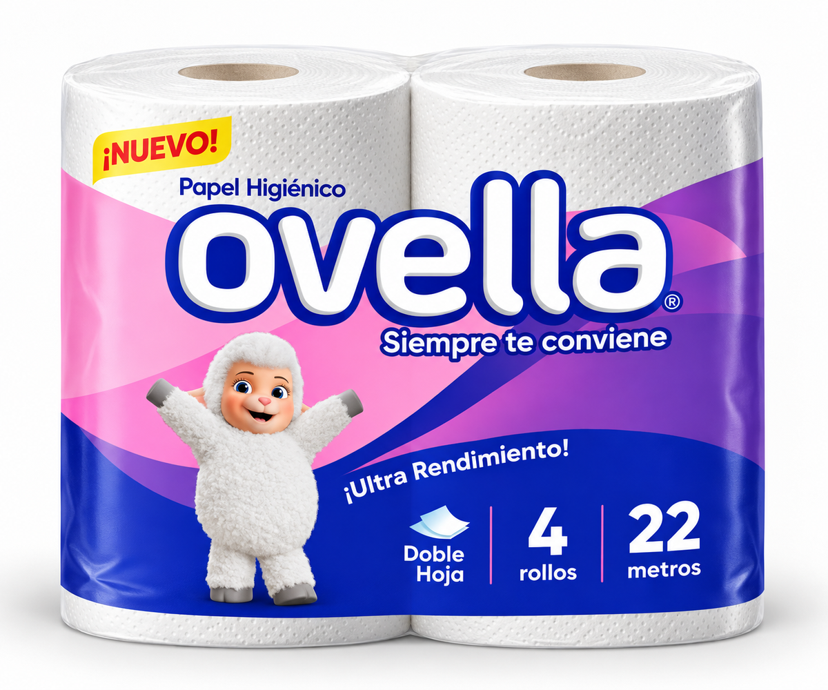 Papel Higiénico Ovella Doble Hoja 4 Unidades x 22 mts.