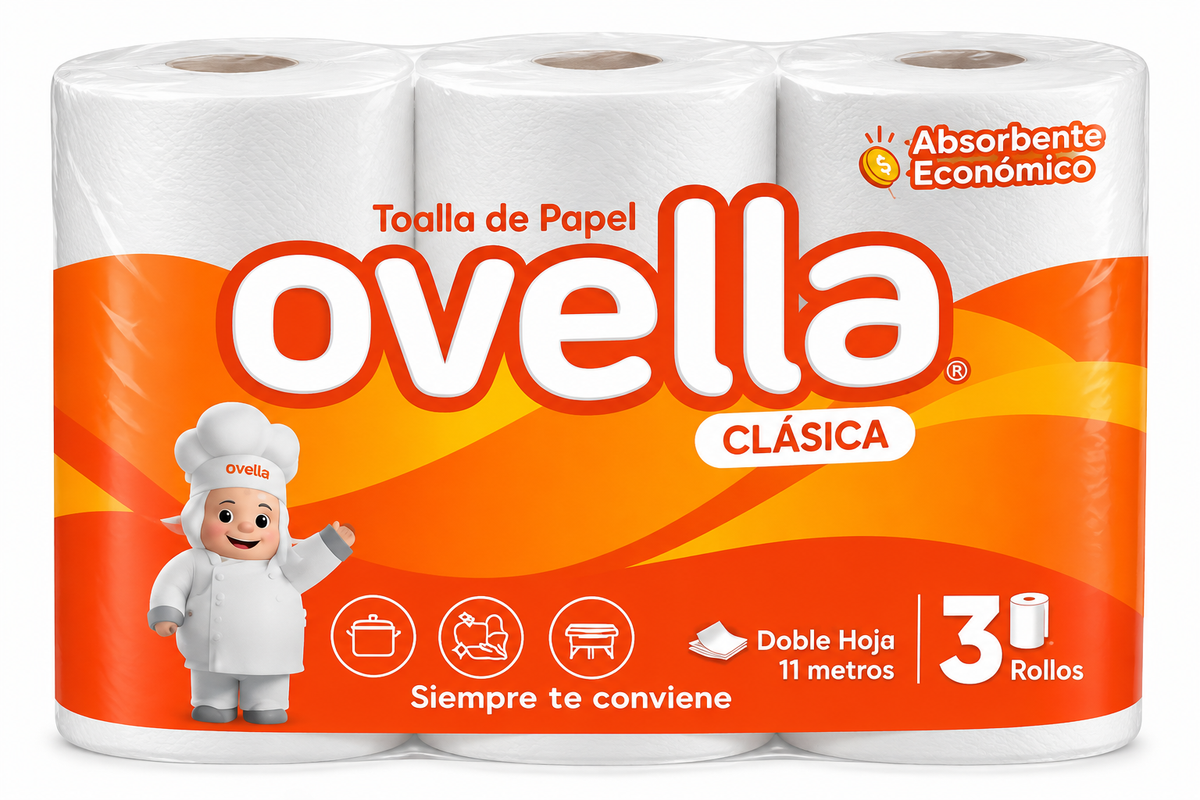 Toalla Ovella Clasica doble hoja 3unidades x 11 Mts