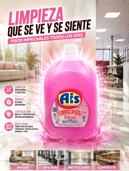 Limpiapiso con Silicona Ais Floral 5 Lts