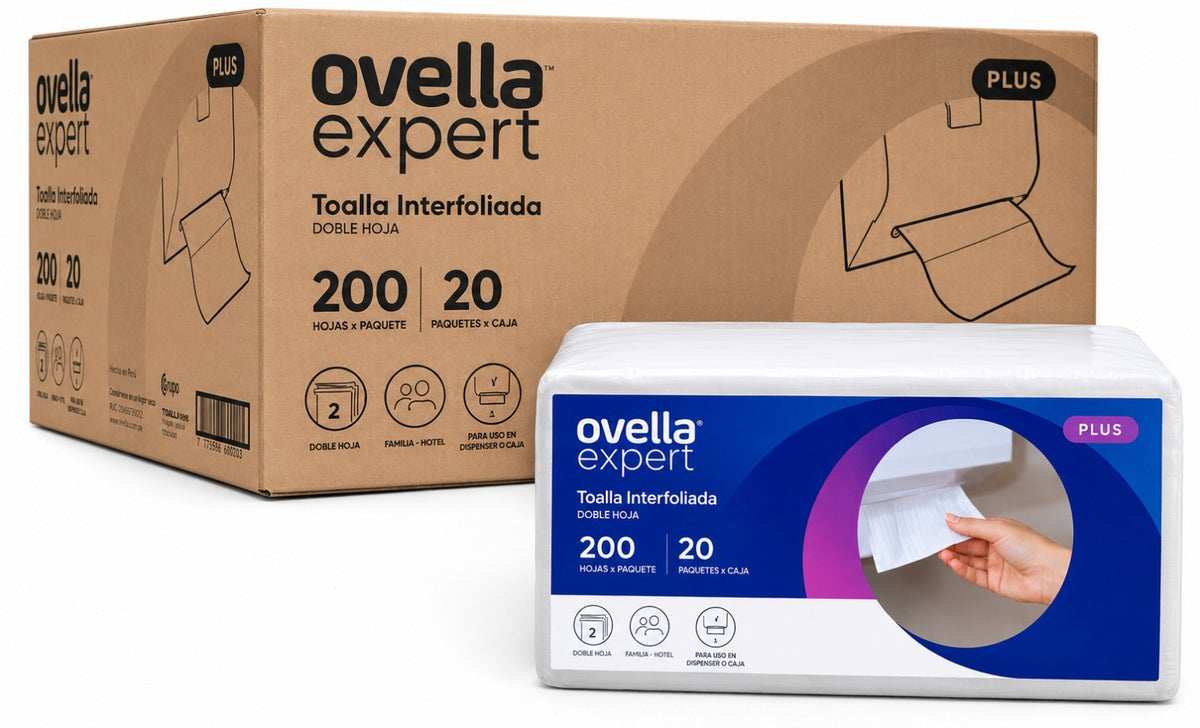 Caja toalla interfoliada Ovella Eco 20 paquetes x 200 hojas - Puro Brillo Concepción