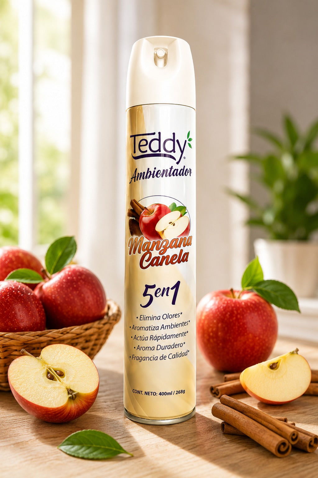 Desodorante ambiental Teddy spray 400 ml aroma manzana canela - Puro Brillo Concepción