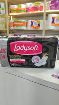Toallas femeninas Ladysoft Nocturna Ultradelgada con alas, pack 14