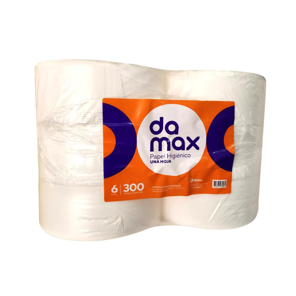 Papel Higiénico Damax Una Hoja 6 rollos de 300 metros
