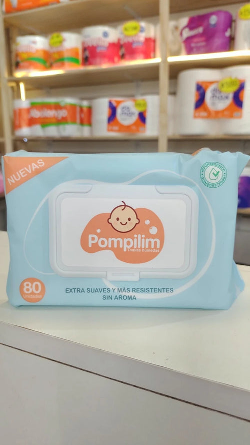Toallas Húmedas Pompilim Sin Aroma 80 unidades