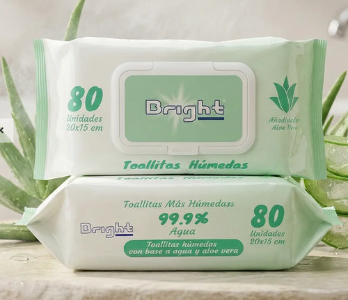 Toallitas Húmedas Bright con Aloe Vera 80 unidades